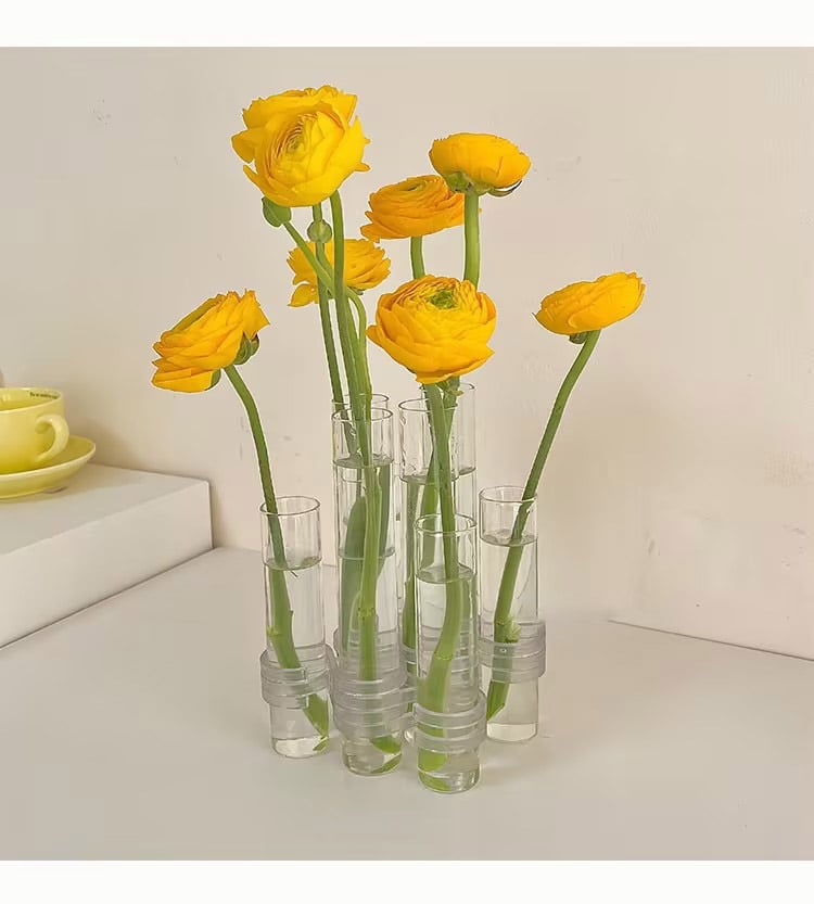 Fleksible Blomster Vaser med Hængsler | Moderne Glasrør Vase