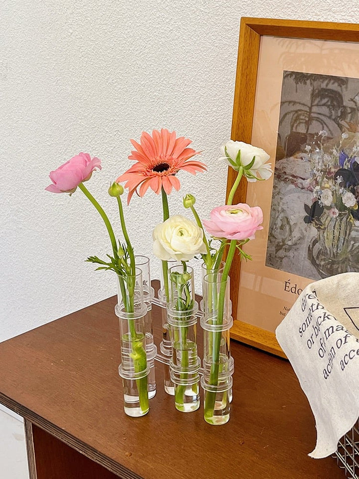 Fleksible Blomster Vaser med Hængsler | Moderne Glasrør Vase