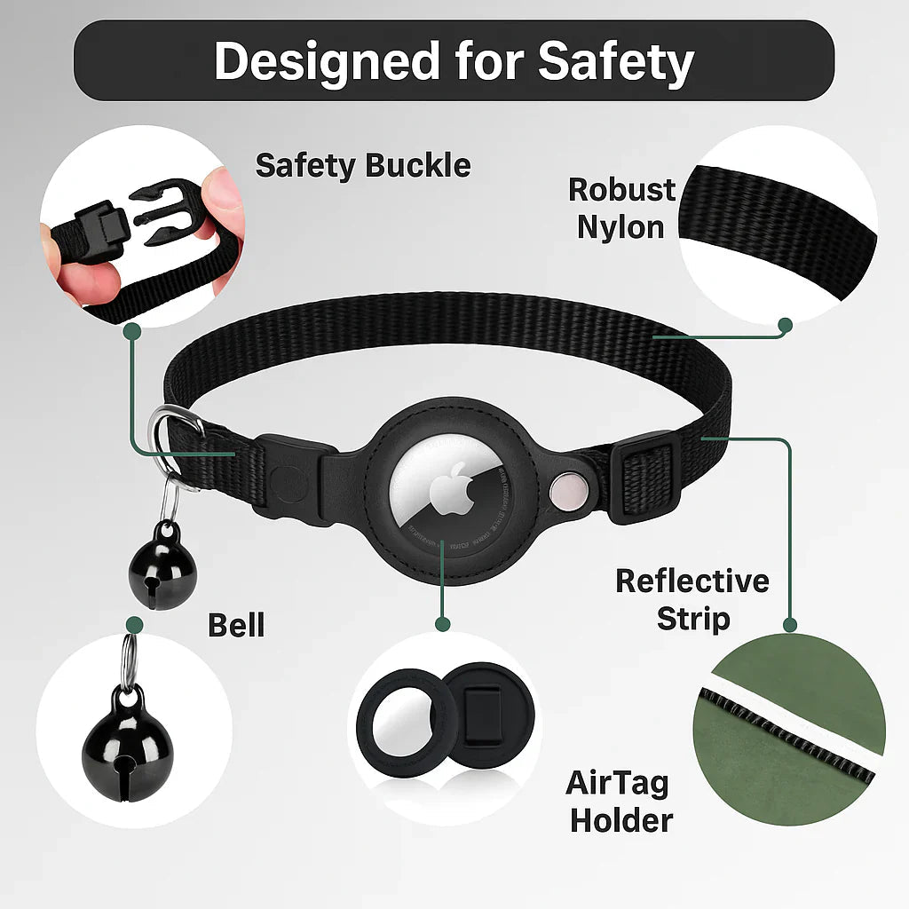 FELITRACK – GPS Tracker Halsbånd til Kat med Reflekterende Design