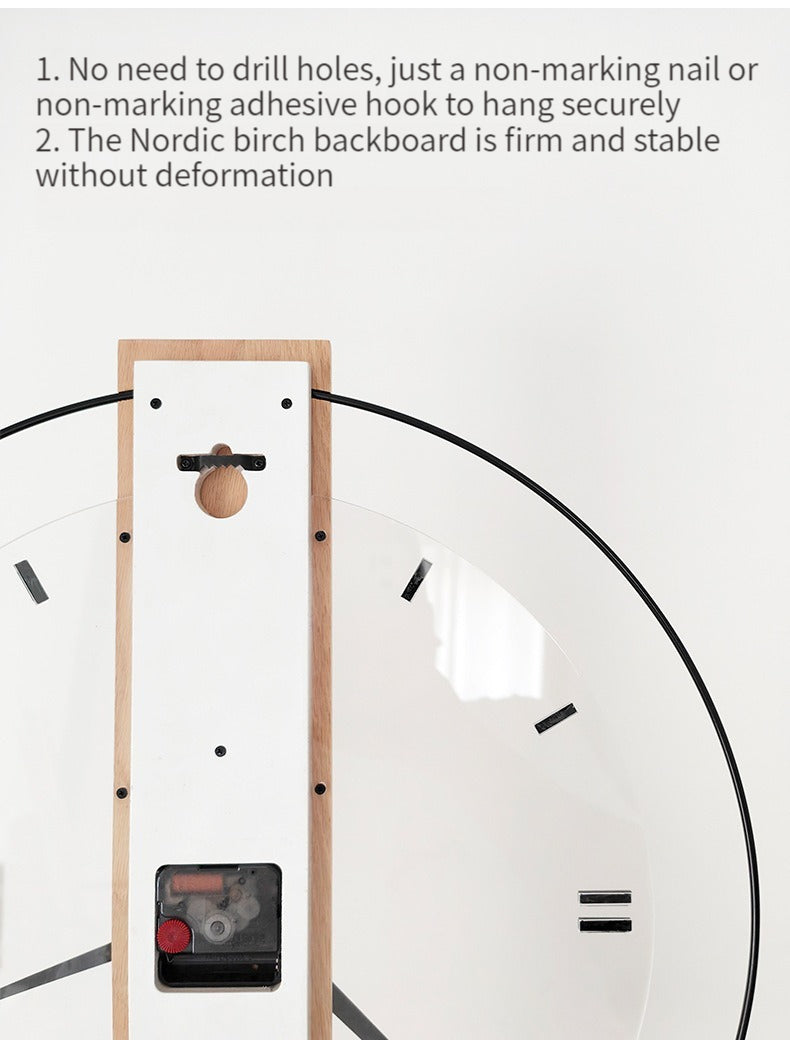 Solid Træ Nordisk Vægdekoration Ur 40cm