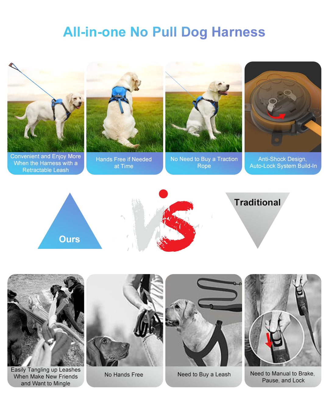 mamymarket™ - Hundesele og Sammenklappelig Snor Sæt Alt-i-Én