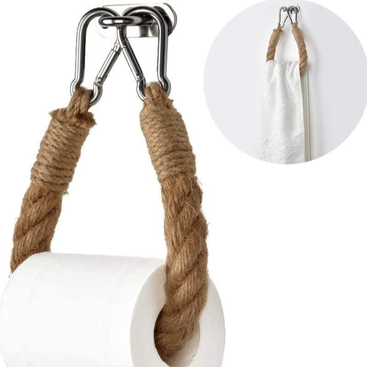 Vægmonteret toiletpapirholder i reb