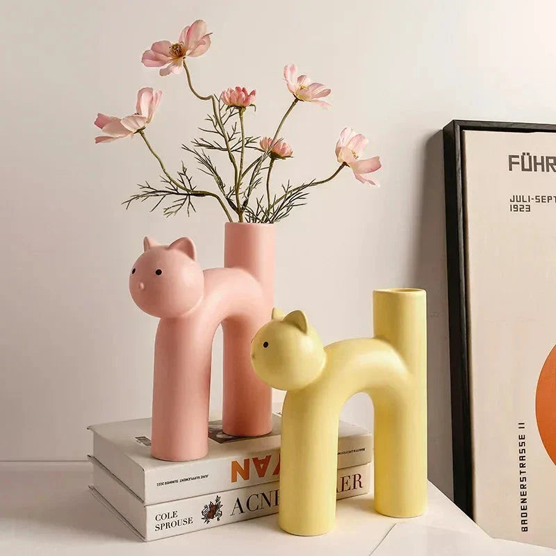Matte Katt Blomster Vase