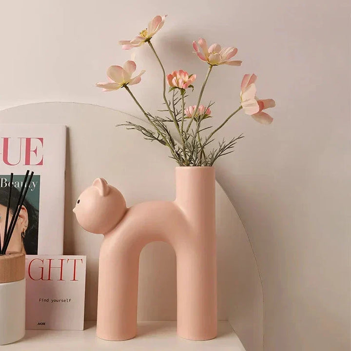 Matte Katt Blomster Vase