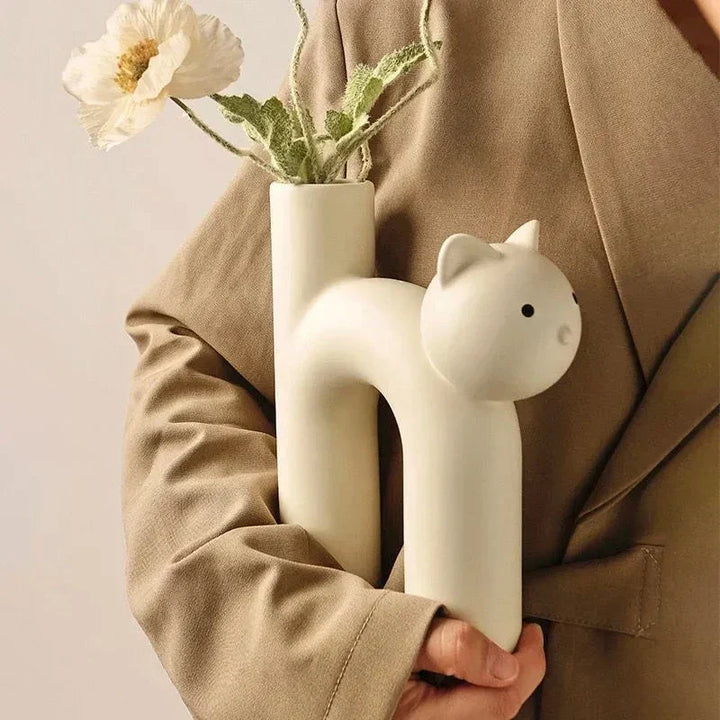 Matte Katt Blomster Vase