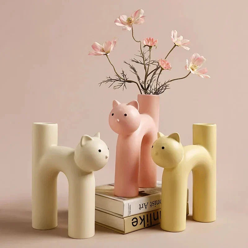 Matte Katt Blomster Vase