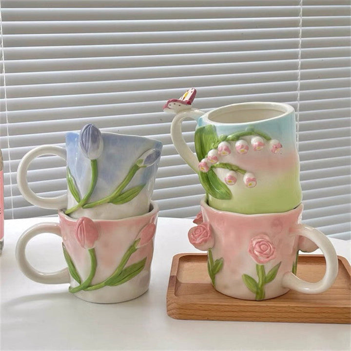 3D Blomster Håndmalet Krus