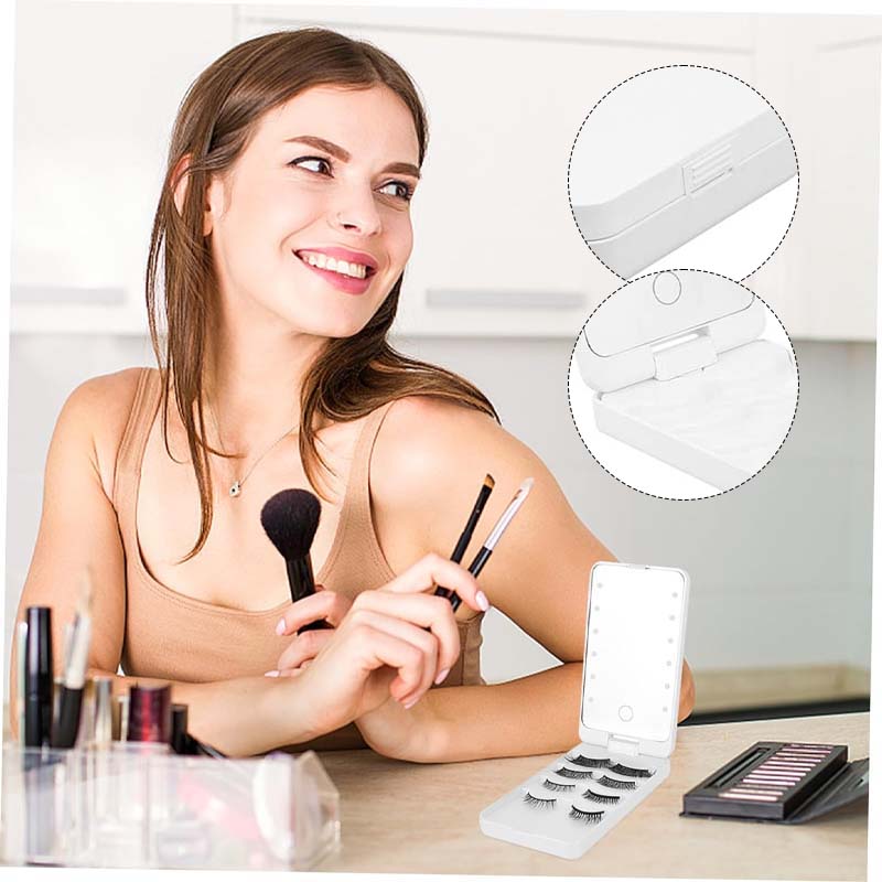 Rejse makeup børstesæt med LED-lys spejl
