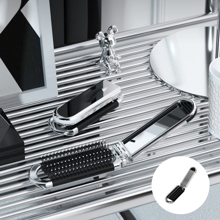 MirrorFlex Rejse Spejl Hårbørste | Foldbar &amp; Kompakt | Praktisk Styling På Farten