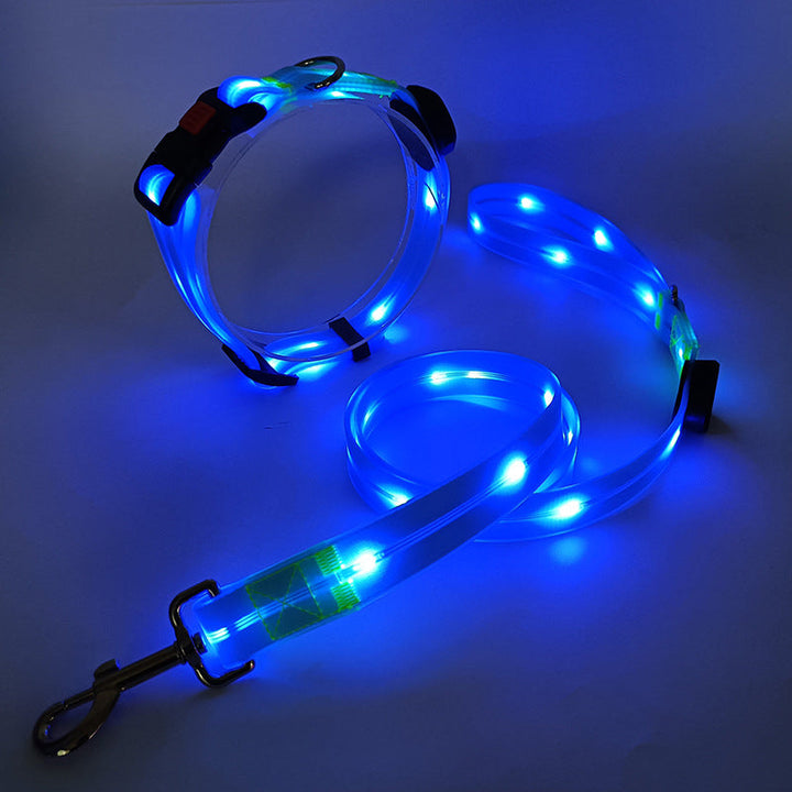 Lysende LED Hundehalsbånd med Snor - NightBright