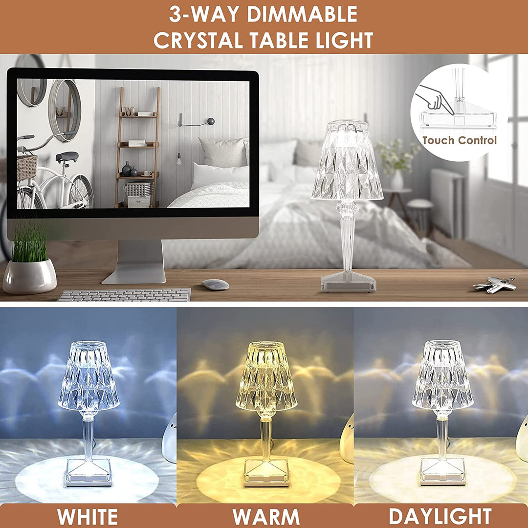 CrystaLamp - LED Bordlampe lavet af Diamantkrystal