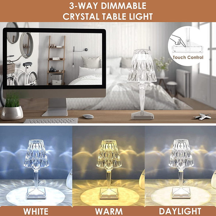 CrystaLamp - LED Bordlampe lavet af Diamantkrystal