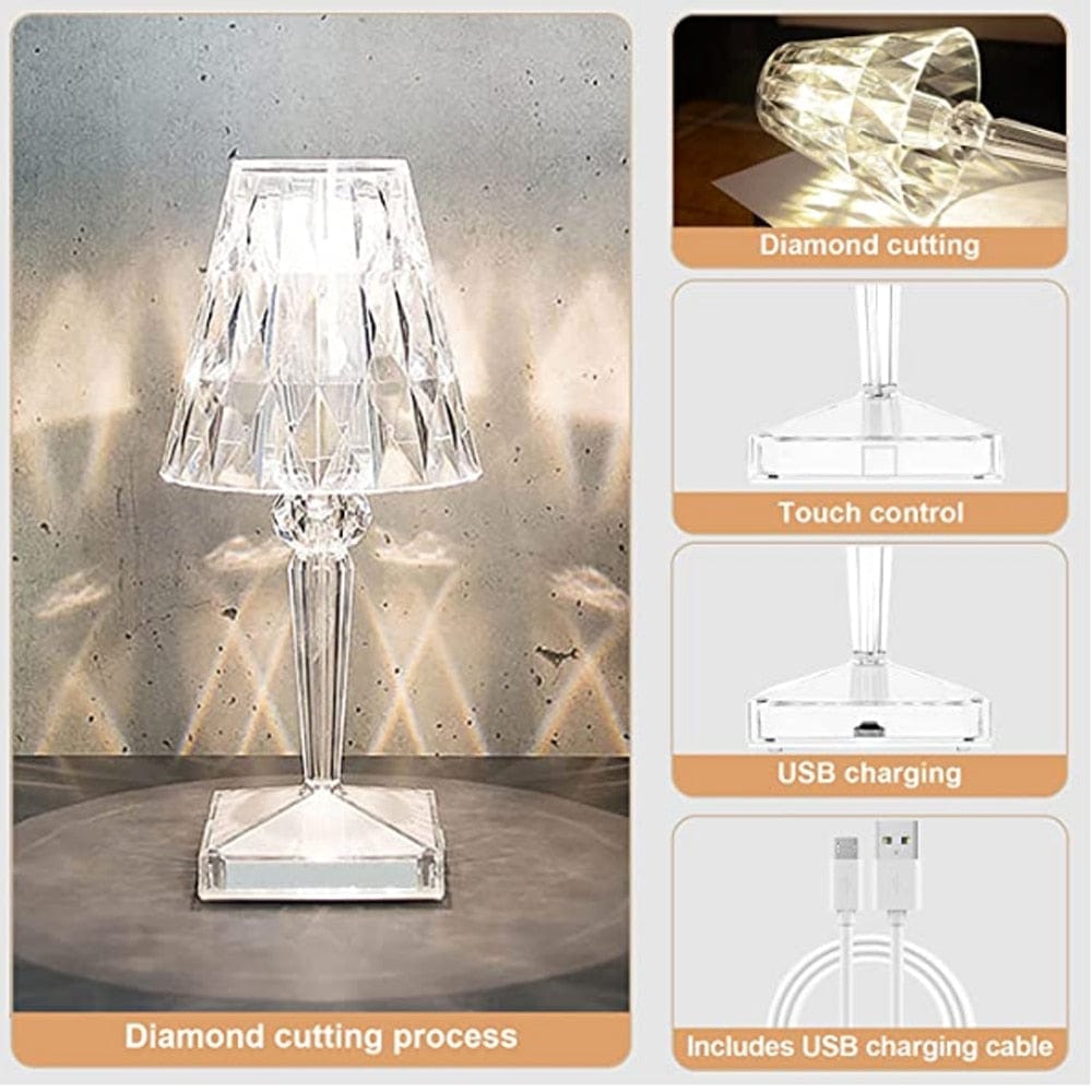 CrystaLamp - LED Bordlampe lavet af Diamantkrystal