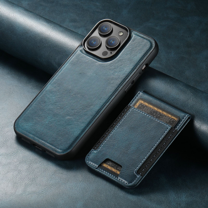 Læder Telefon Etui med Kort Holder og Stativ