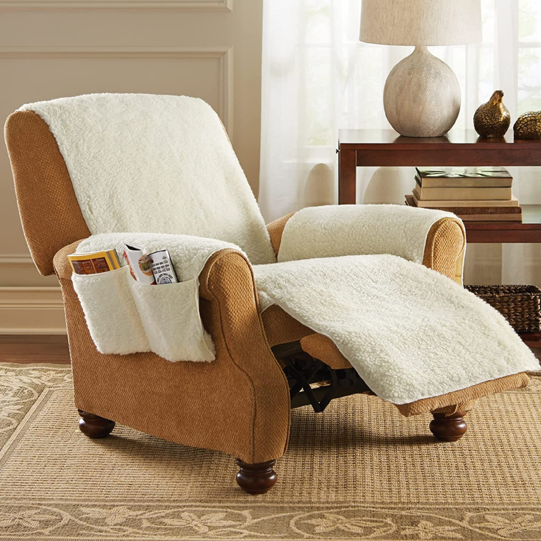 Plush Sofa Dække med Side Opbevaringslommer