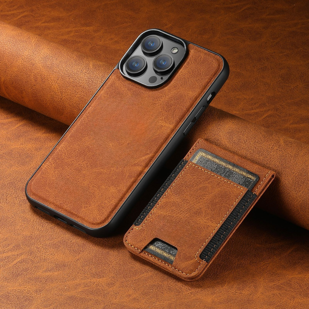Læder Telefon Etui med Kort Holder og Stativ