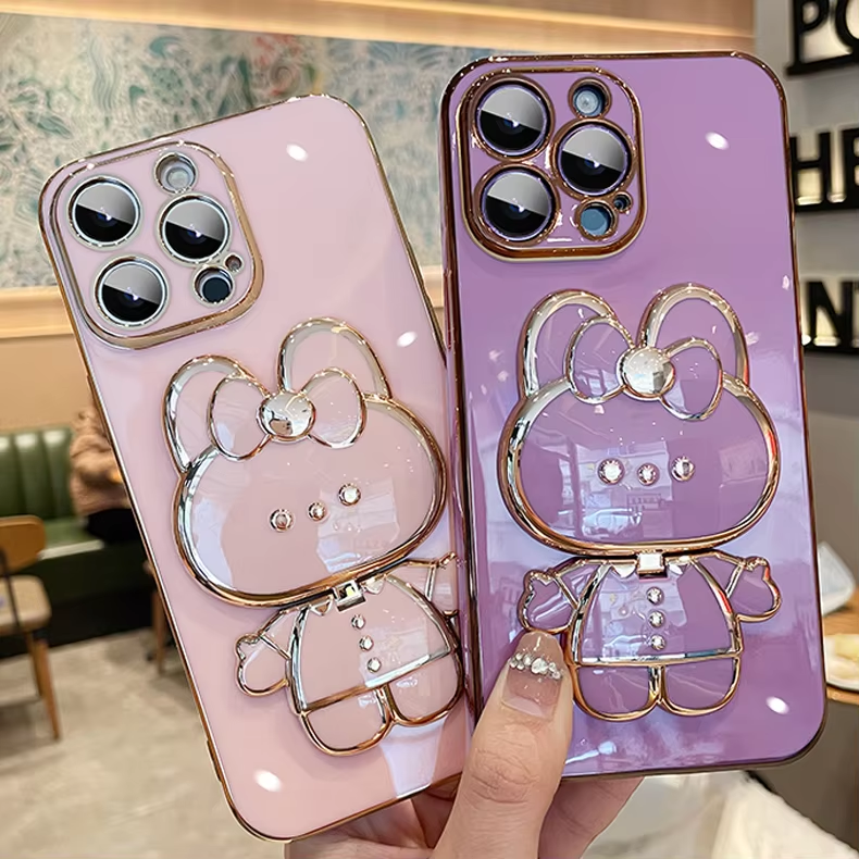 3D Kanin Koreansk Stil Spejl iPhone Cover