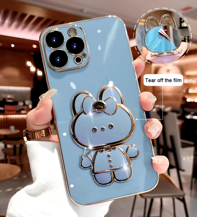 3D Kanin Koreansk Stil Spejl iPhone Cover