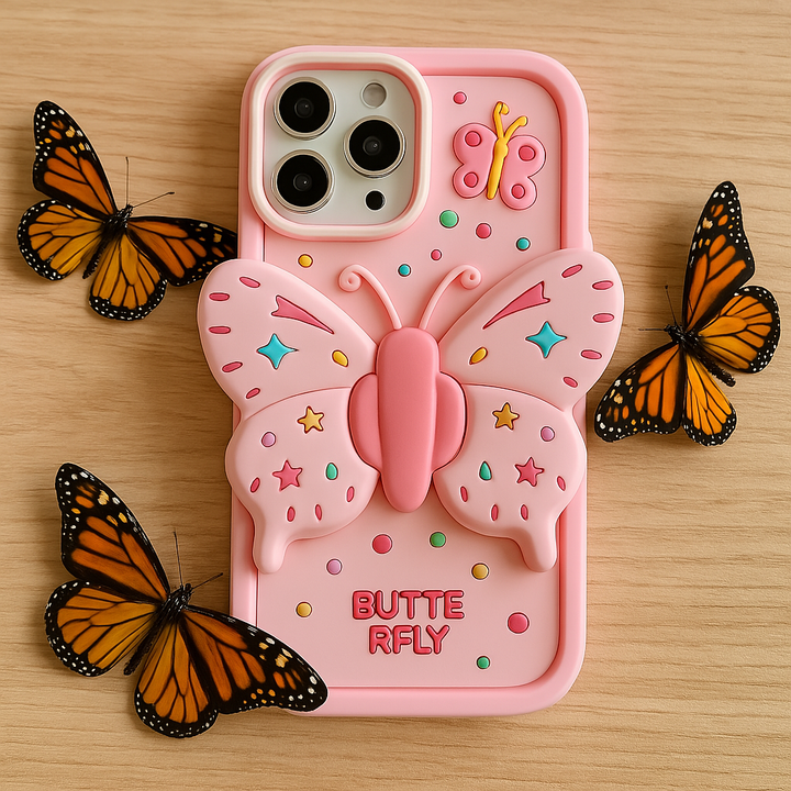 Skøn 3D Foldet Sommerfugl Stødabsorberende iPhone Cover