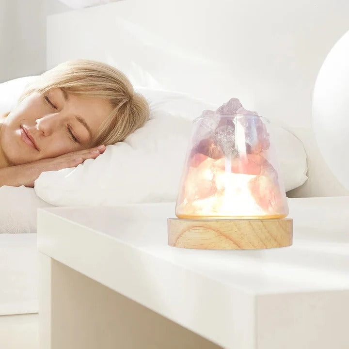 Himalayan Salt Lampe, Krystal Natlampe &amp; Æterisk Oliediffuser
