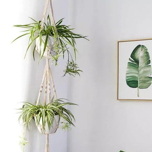 4-delt håndlavet Boho makramé planteophængsæt