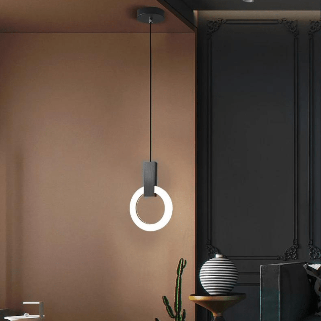 Nordisk LED Pendellampe lavet af træ, rund