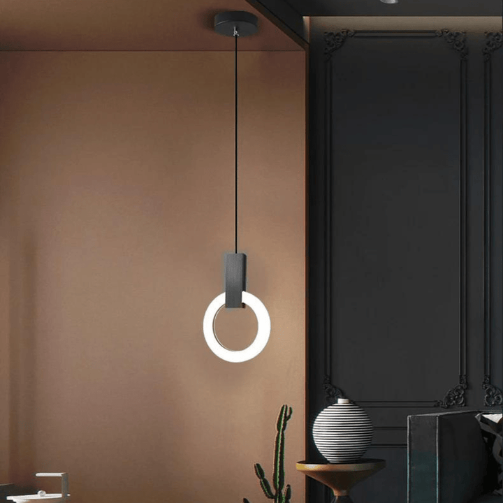 Nordisk LED Pendellampe lavet af træ, rund