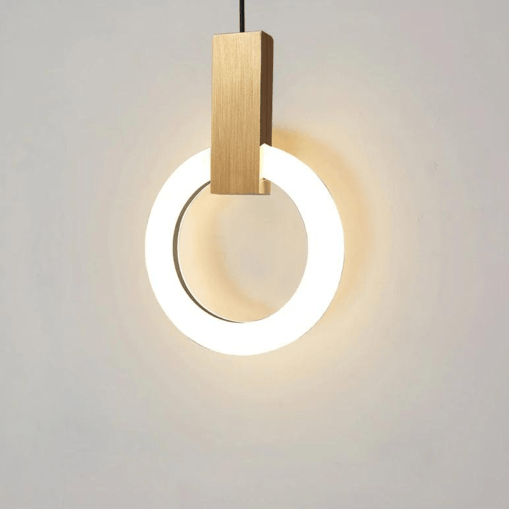 Nordisk LED Pendellampe lavet af træ, rund