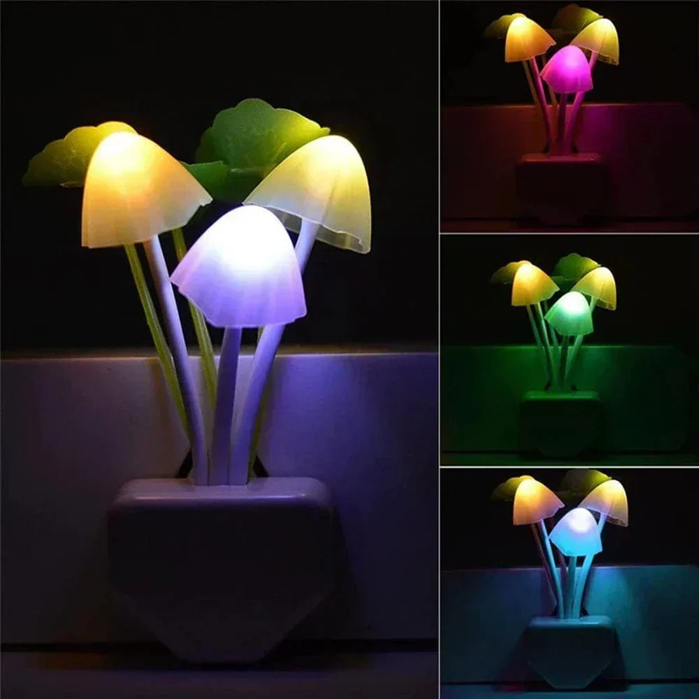 Svampe Natlampe LED – Energibesparende med Smart Sensor | Magisk Stemningsbelysning til Børneværelset
