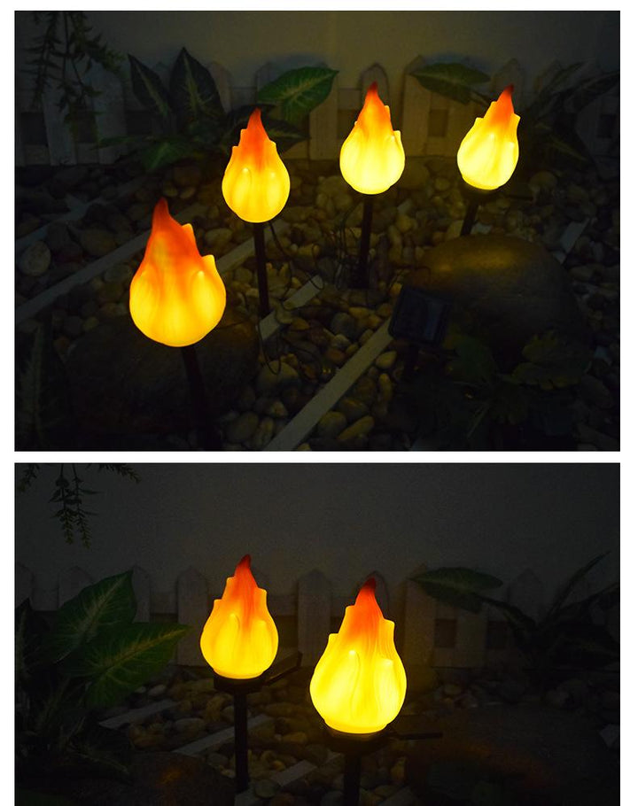 Solcelle udendørs lamper med flakkende flamme, sollys til udendørs brug, vandtætte LED flamme fakler, solcelle udendørs lamper til camping, have, landskab, terrasse, sti, udendørs dekoration
