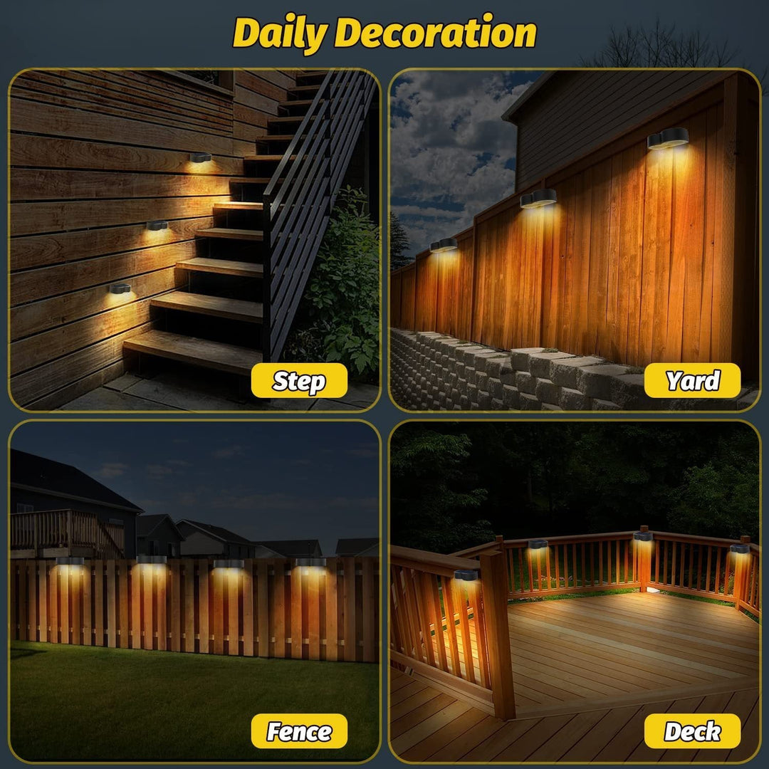 Solhegn lys udendørs væglamper Vandtæt IP65, Varm hvid &amp; RGB 8 specifikke faste farver til hegn, væg, trin, dæk, patio