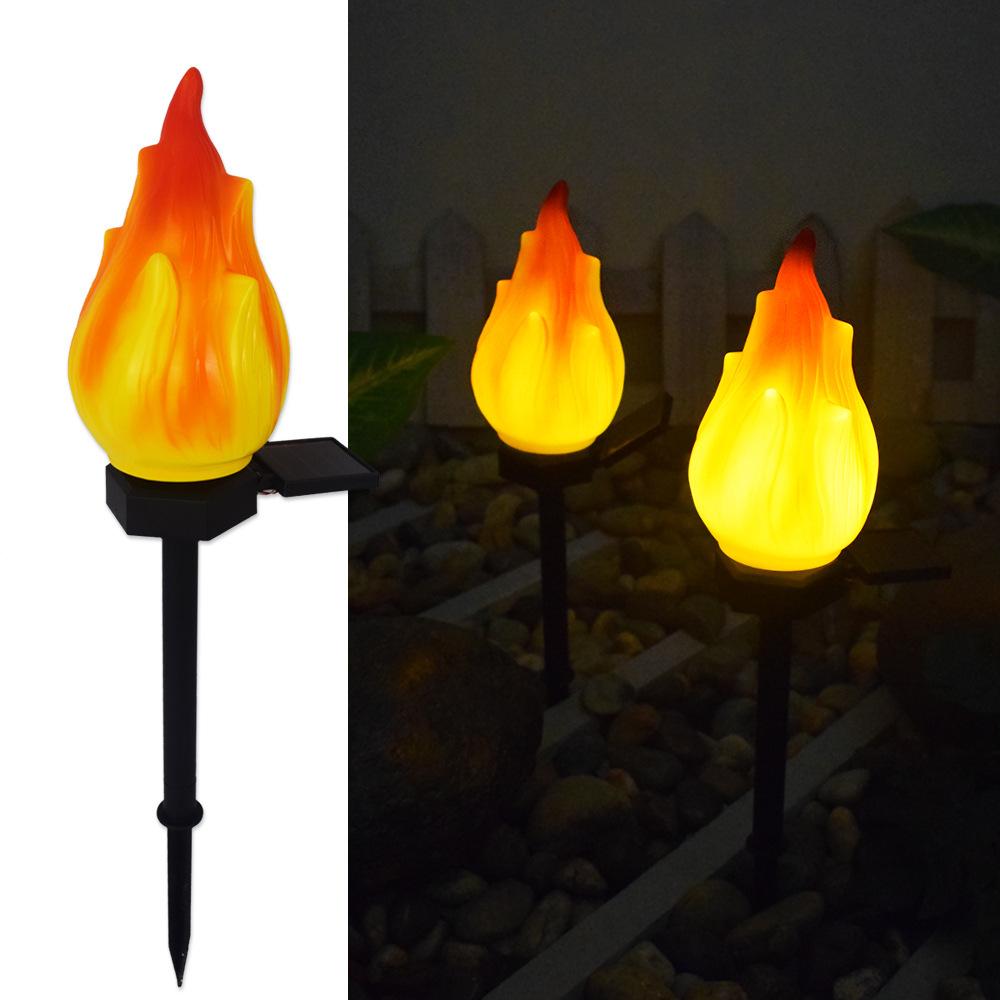 Solcelle udendørs lamper med flakkende flamme, sollys til udendørs brug, vandtætte LED flamme fakler, solcelle udendørs lamper til camping, have, landskab, terrasse, sti, udendørs dekoration