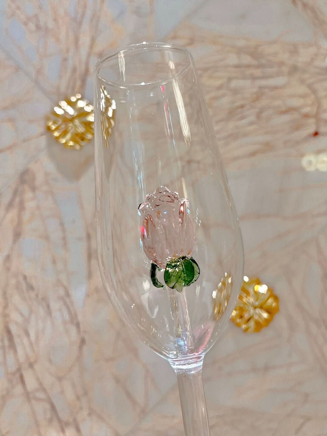 La Vie En Rose | Champagneglas - Håndlavet