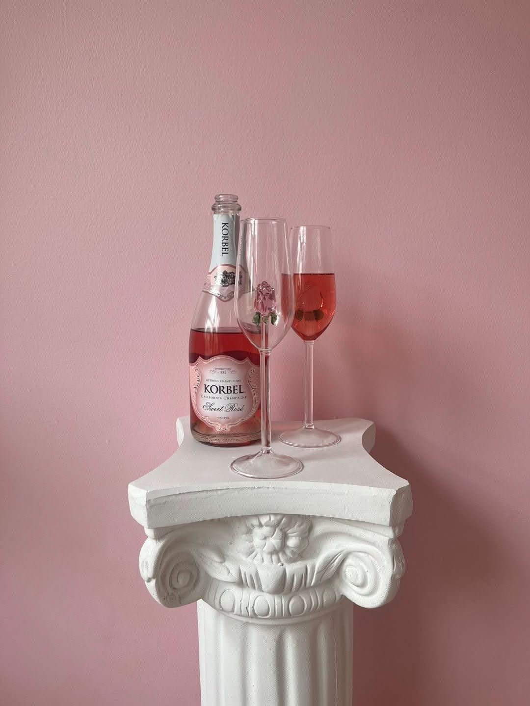 La Vie En Rose | Champagneglas - Håndlavet