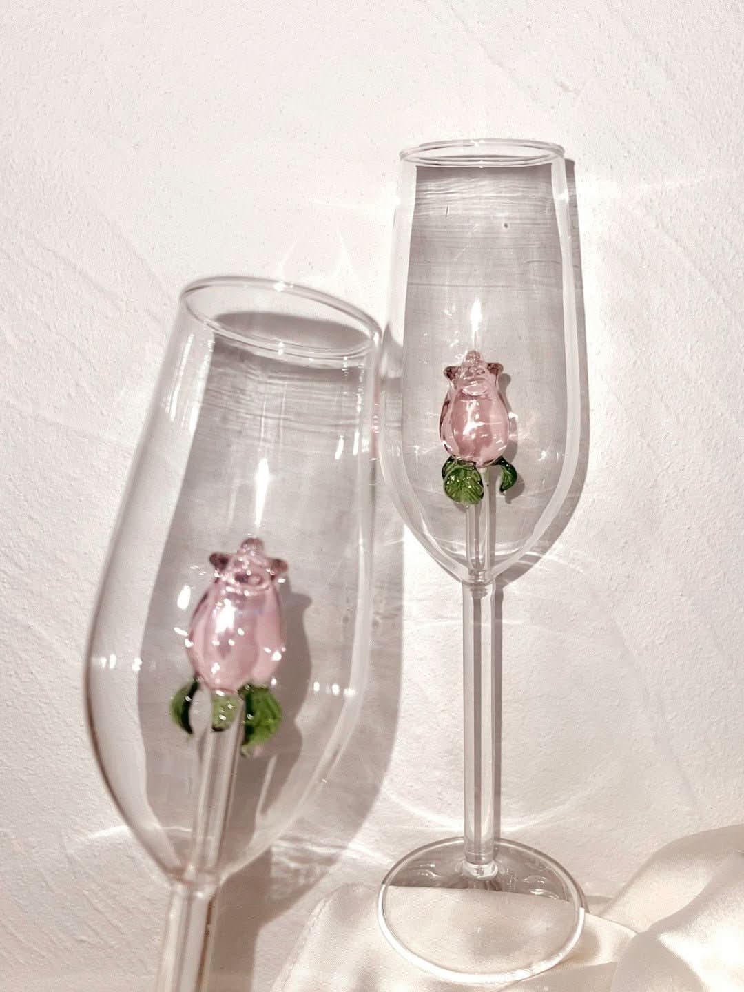 La Vie En Rose | Champagneglas - Håndlavet