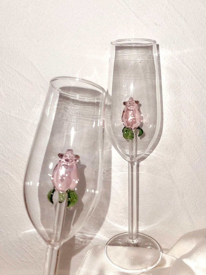 La Vie En Rose | Champagneglas - Håndlavet