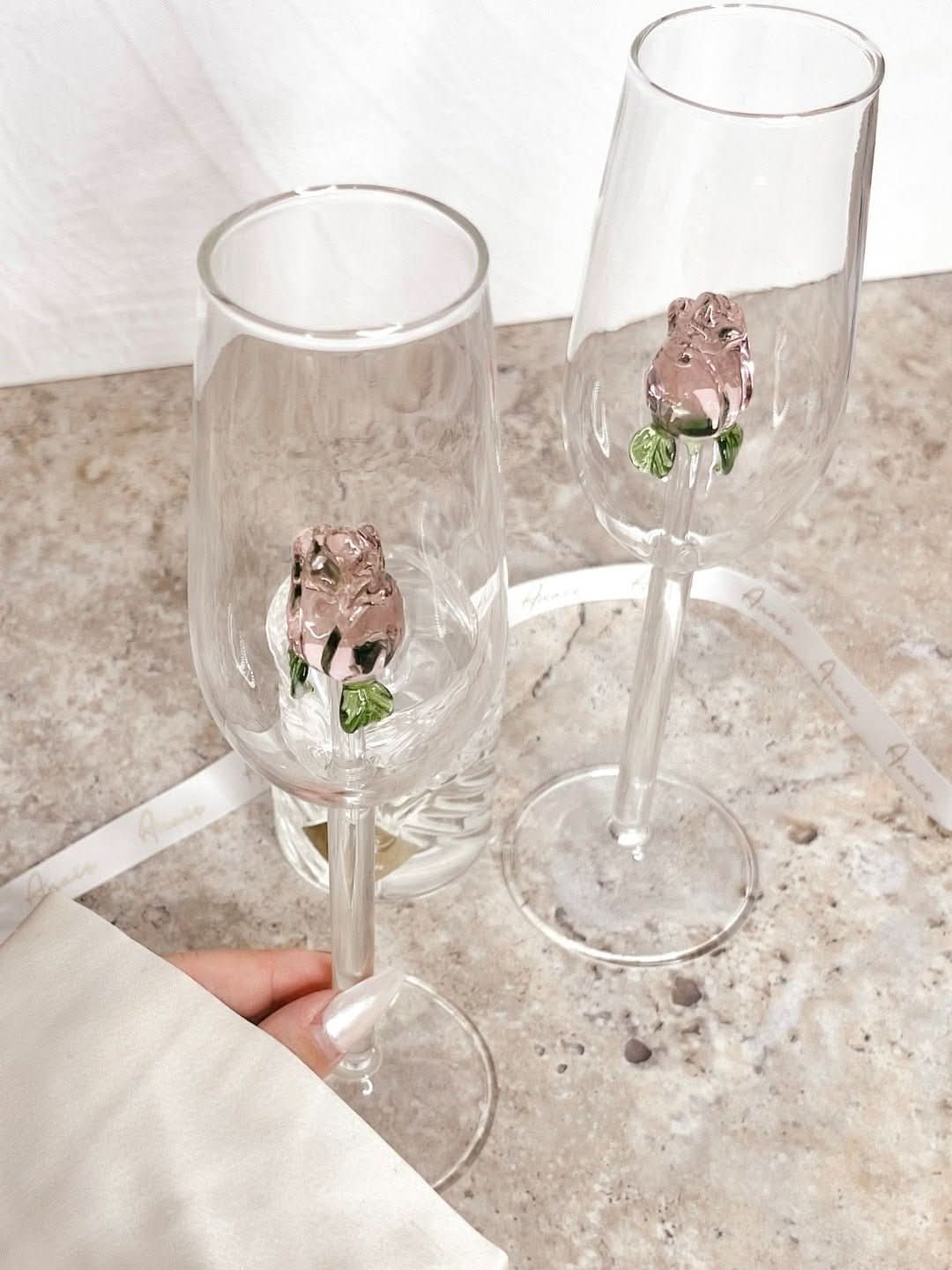 La Vie En Rose | Champagneglas - Håndlavet
