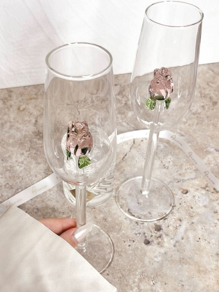 La Vie En Rose | Champagneglas - Håndlavet