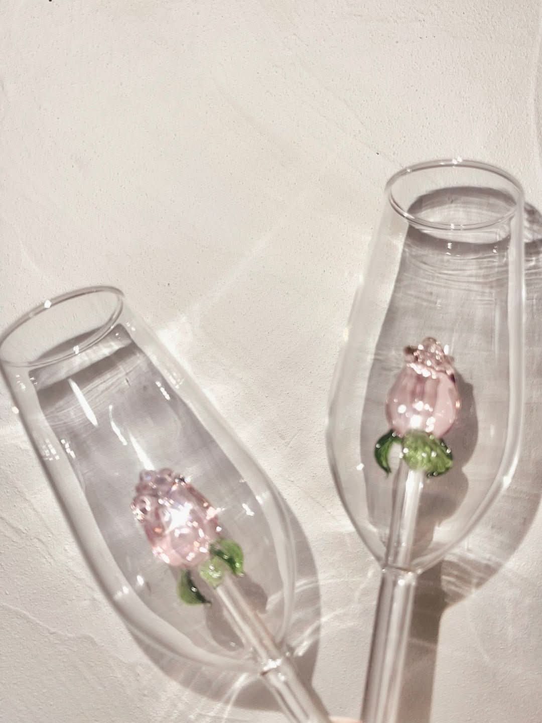 La Vie En Rose | Champagneglas - Håndlavet
