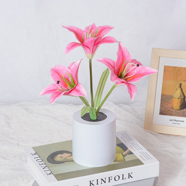 LED Blomst Natlys Lilje Bordlampe