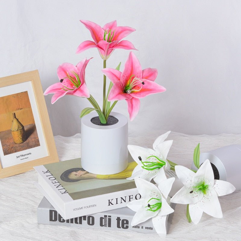 LED Blomst Natlys Lilje Bordlampe