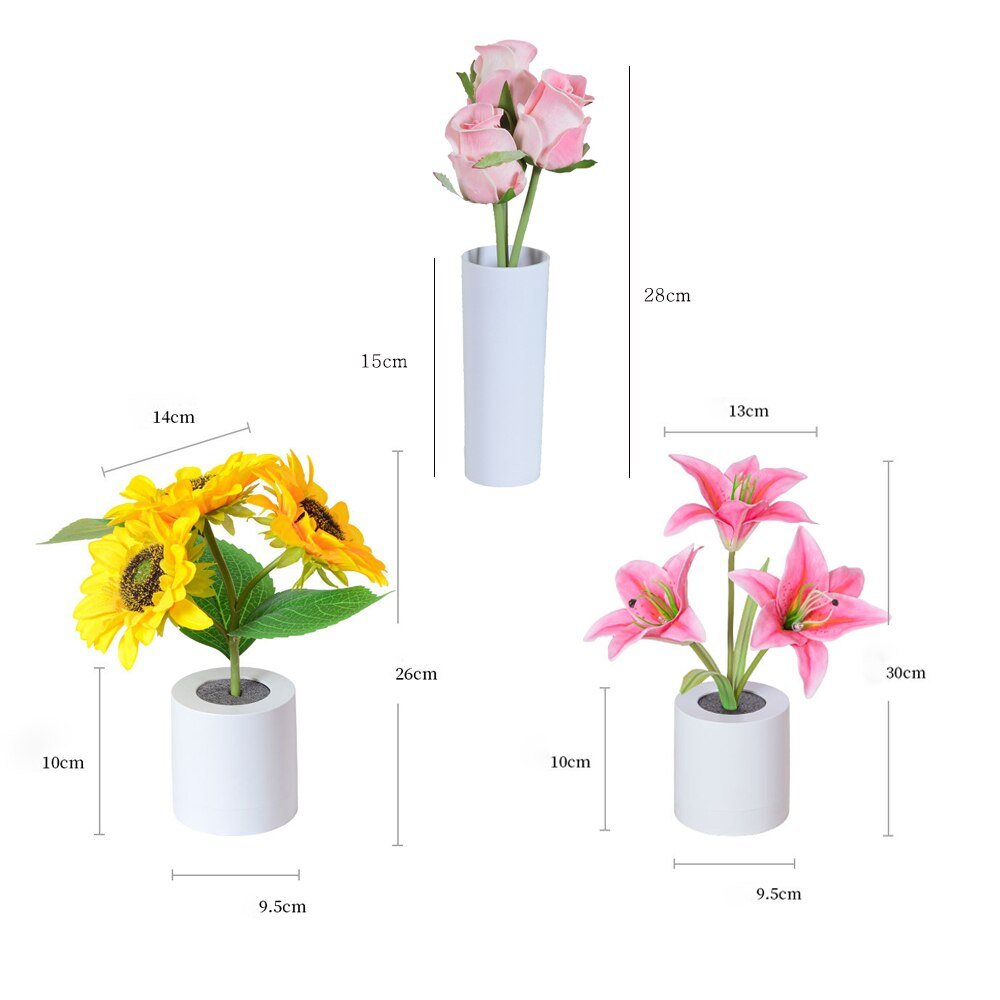 LED Blomst Natlys Lilje Bordlampe