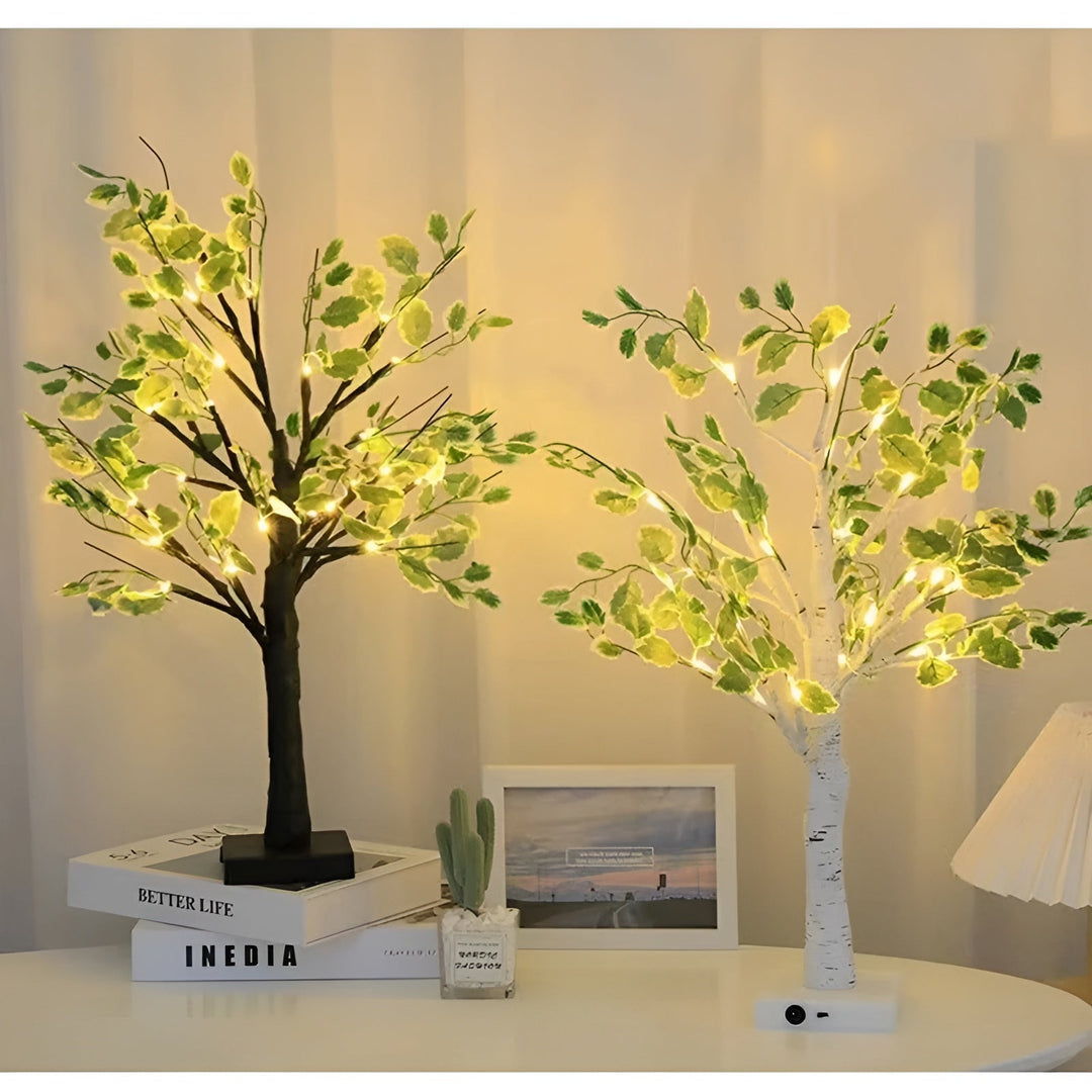 Magisk BrightTree Bordlampe – Elegant Trædesign med Varm LED Lys