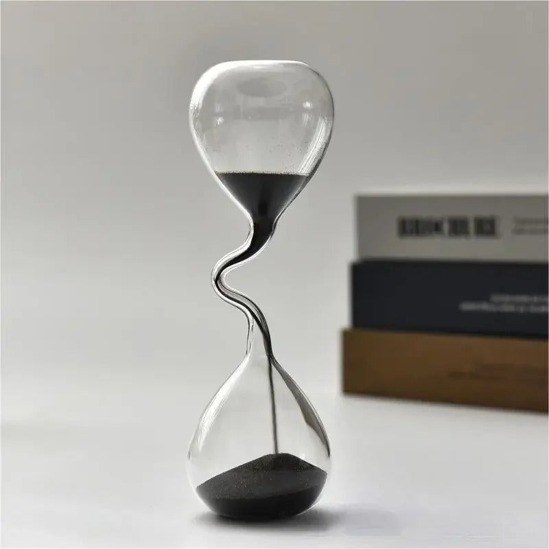 Kurvet Sort Timeglas | Glas