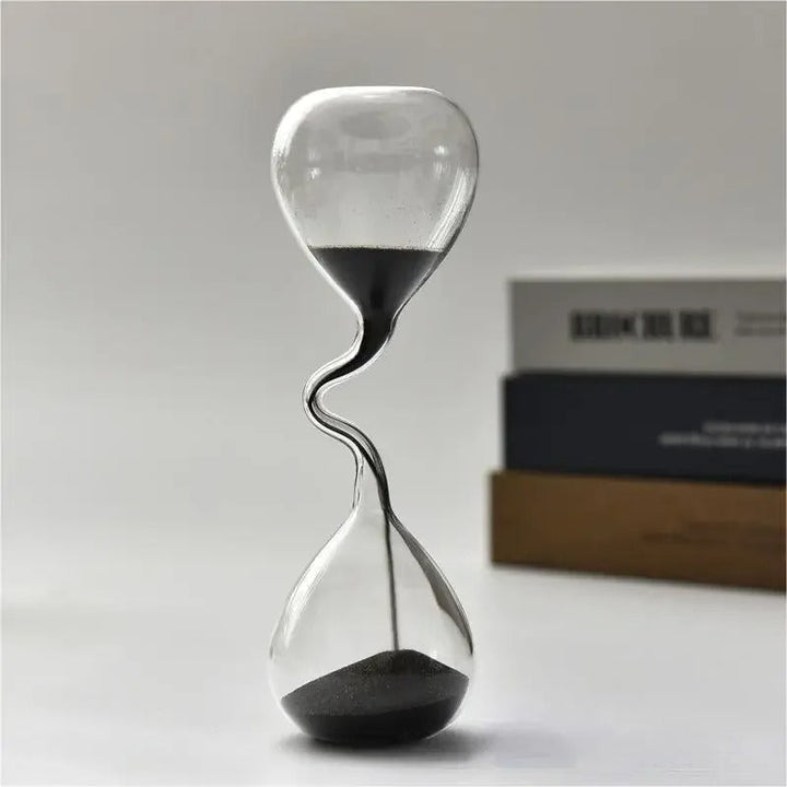 Kurvet Sort Timeglas | Glas