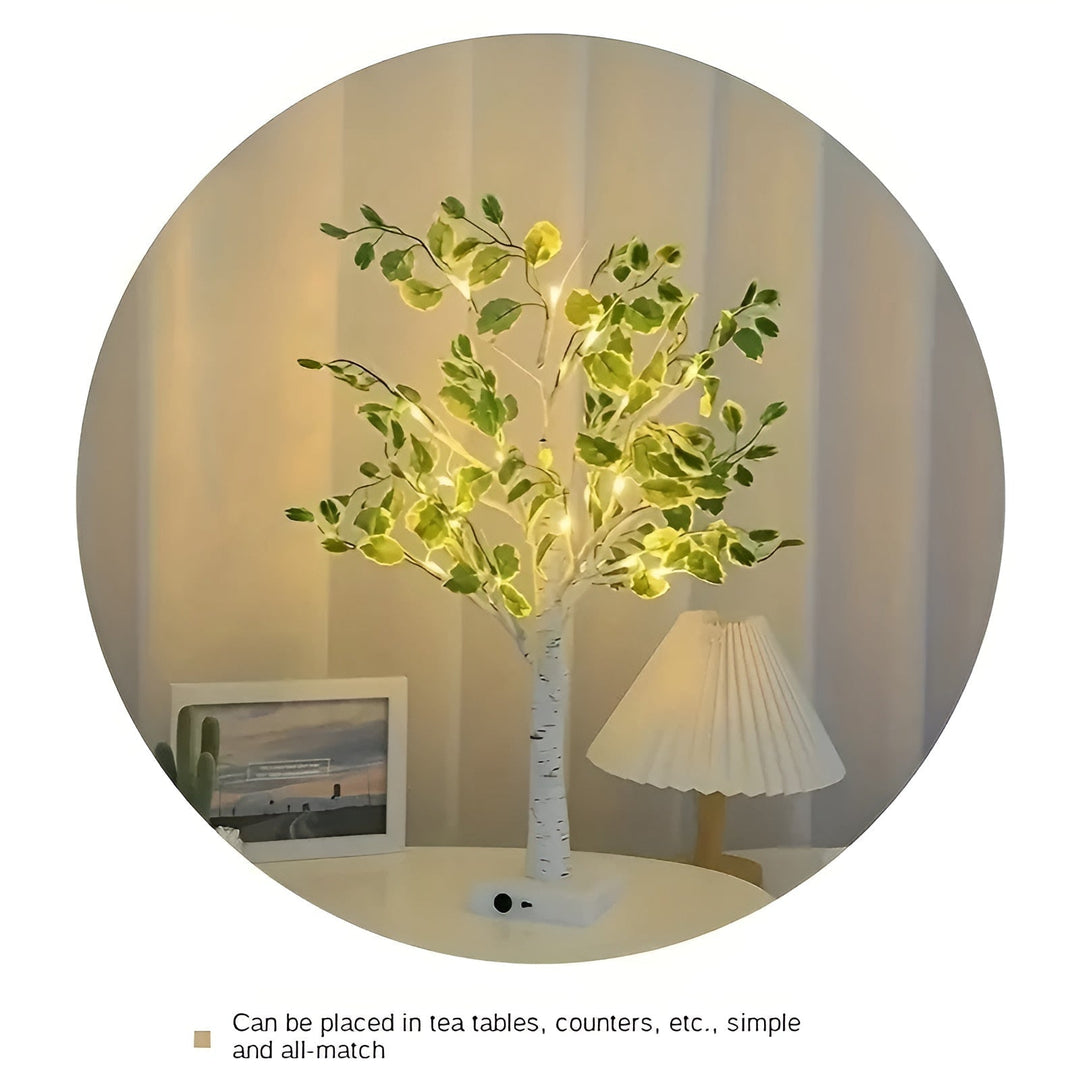 Magisk BrightTree Bordlampe – Elegant Trædesign med Varm LED Lys