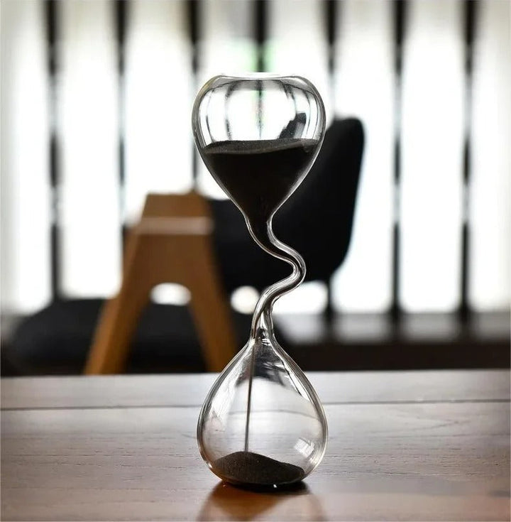 Kurvet Sort Timeglas | Glas