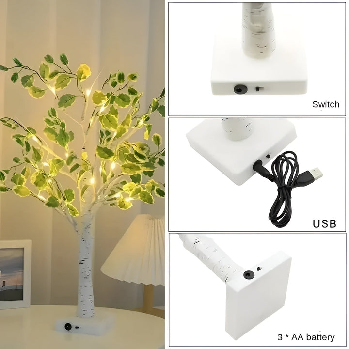 Magisk BrightTree Bordlampe – Elegant Trædesign med Varm LED Lys
