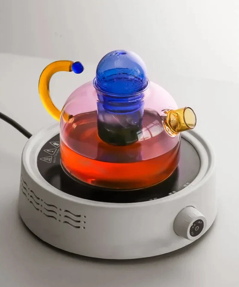 farve Bloom Glas Teapot &amp; Kop Sæt