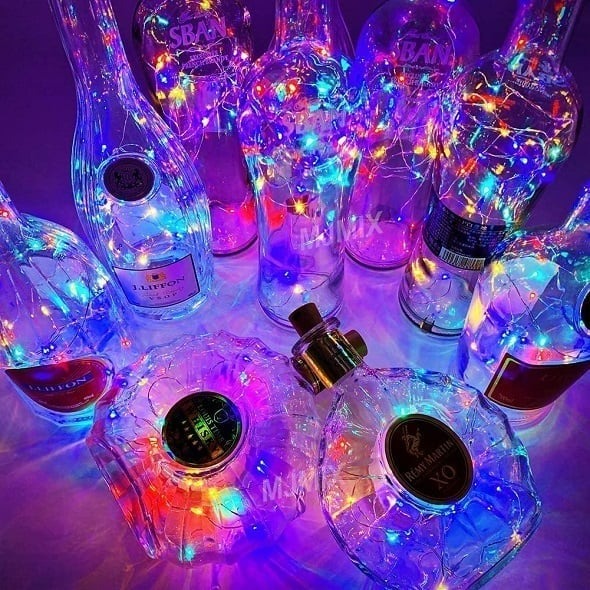Led Flaske Lys Kork Nattelys DIY Dekor |